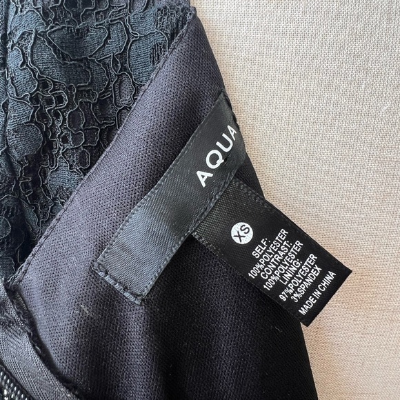 AQUA Black Lace Milkmaid Long Sleeve Short Dress Womens XS - Picture 3 of 5
